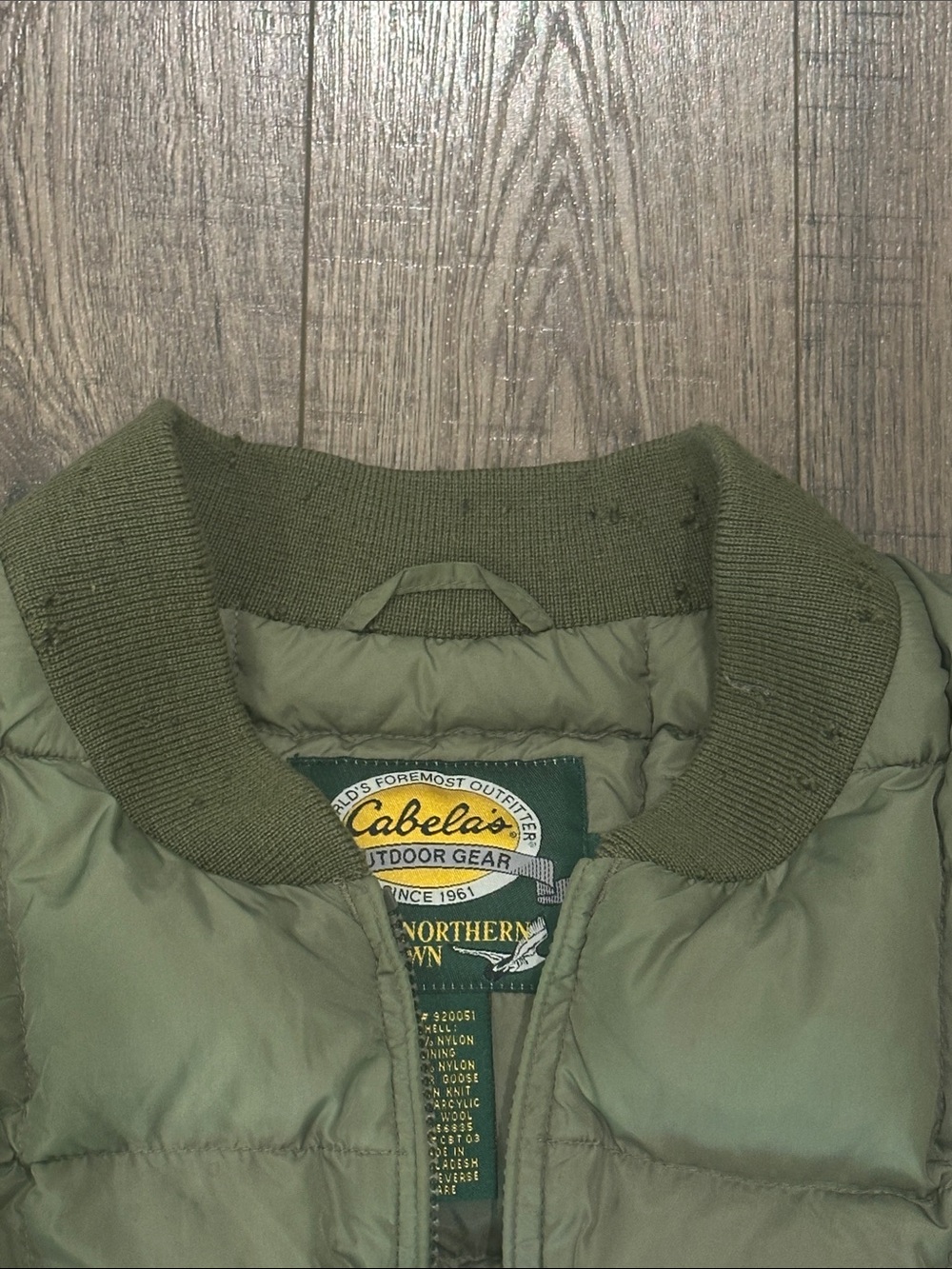 Vintage Cabelas Premier Northern Goose Down Vest Mens XL Tall Olive Old Label - Picture 5 of 16